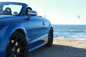 Sports car on the beach